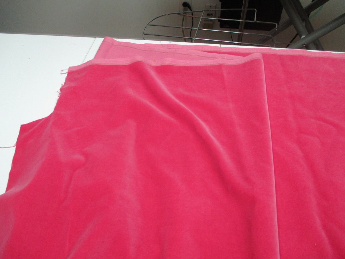 Vintage pink velvet fabric Germany cotton 34 in W Pink