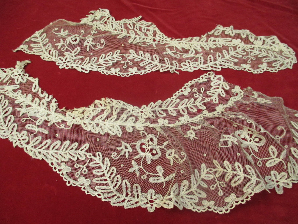 Antique Victorian Applique net lace lot 2 pieces