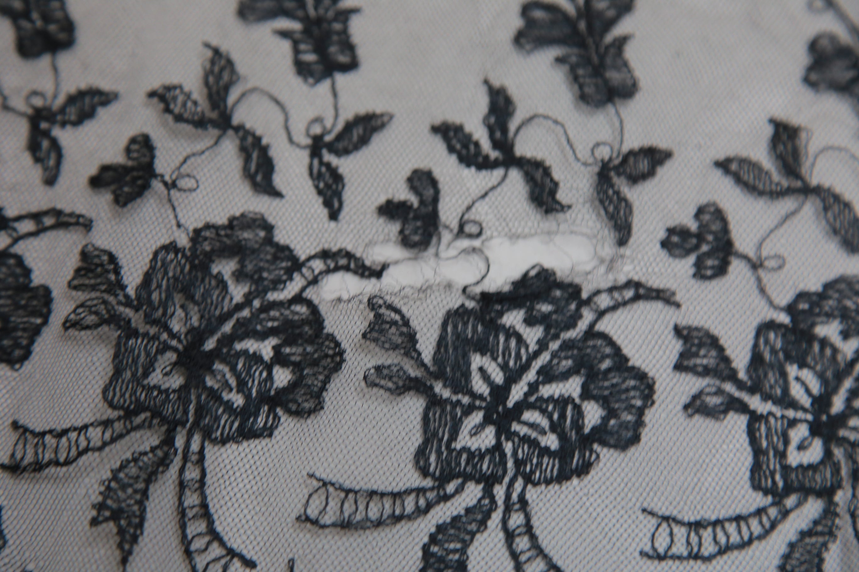 Antique Victorian trim black silk net lace flounce from dress