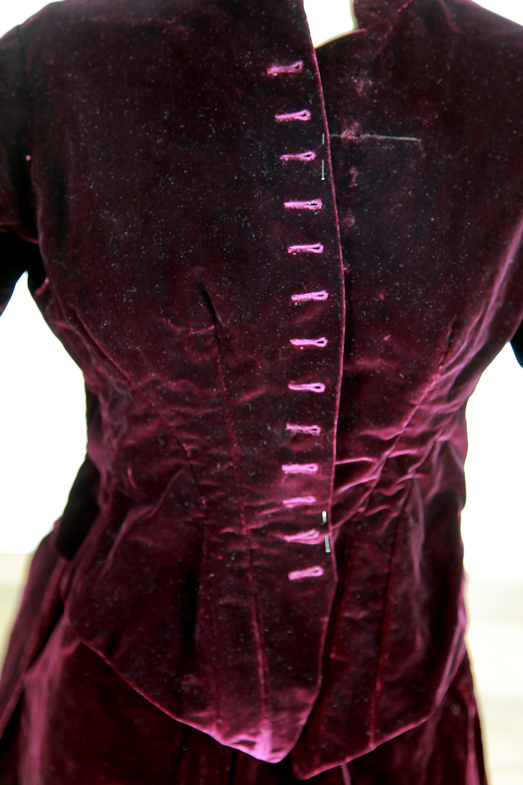 Antique Victorian 1870s Velvet bustle dress