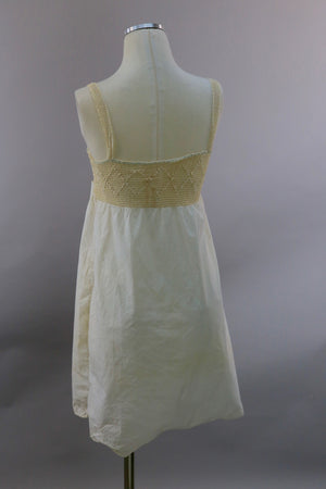 Vintage 1920s step in chemise cream cotton w crochet lace top
