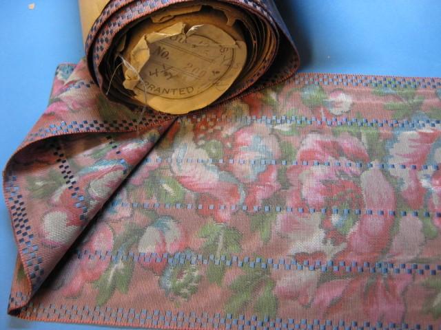 Vintage French Watered silk faille ribbon rose pink Victorian era 5 7/8 inch wide