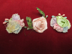 Antique Victorian silk ribbon roses