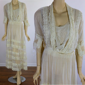 Antique Edwardian lace tea gown tiered with fancy lace and net mmmoonchild vintage Antique Edwardian lace tea gown tiered with fancy lace and net mmmoonchild vintage