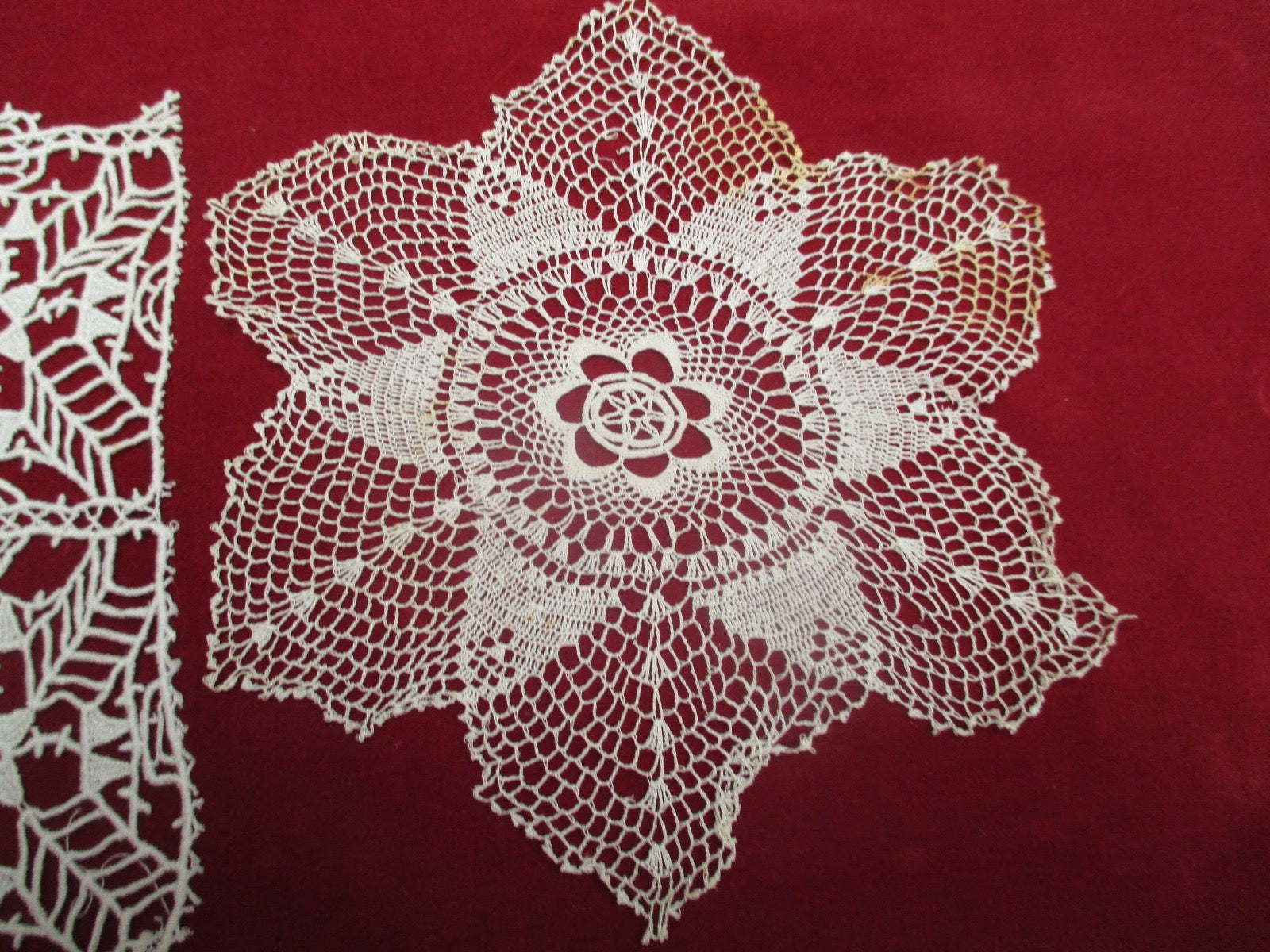 Antique Victorian Lace Doilies 2 pc lot