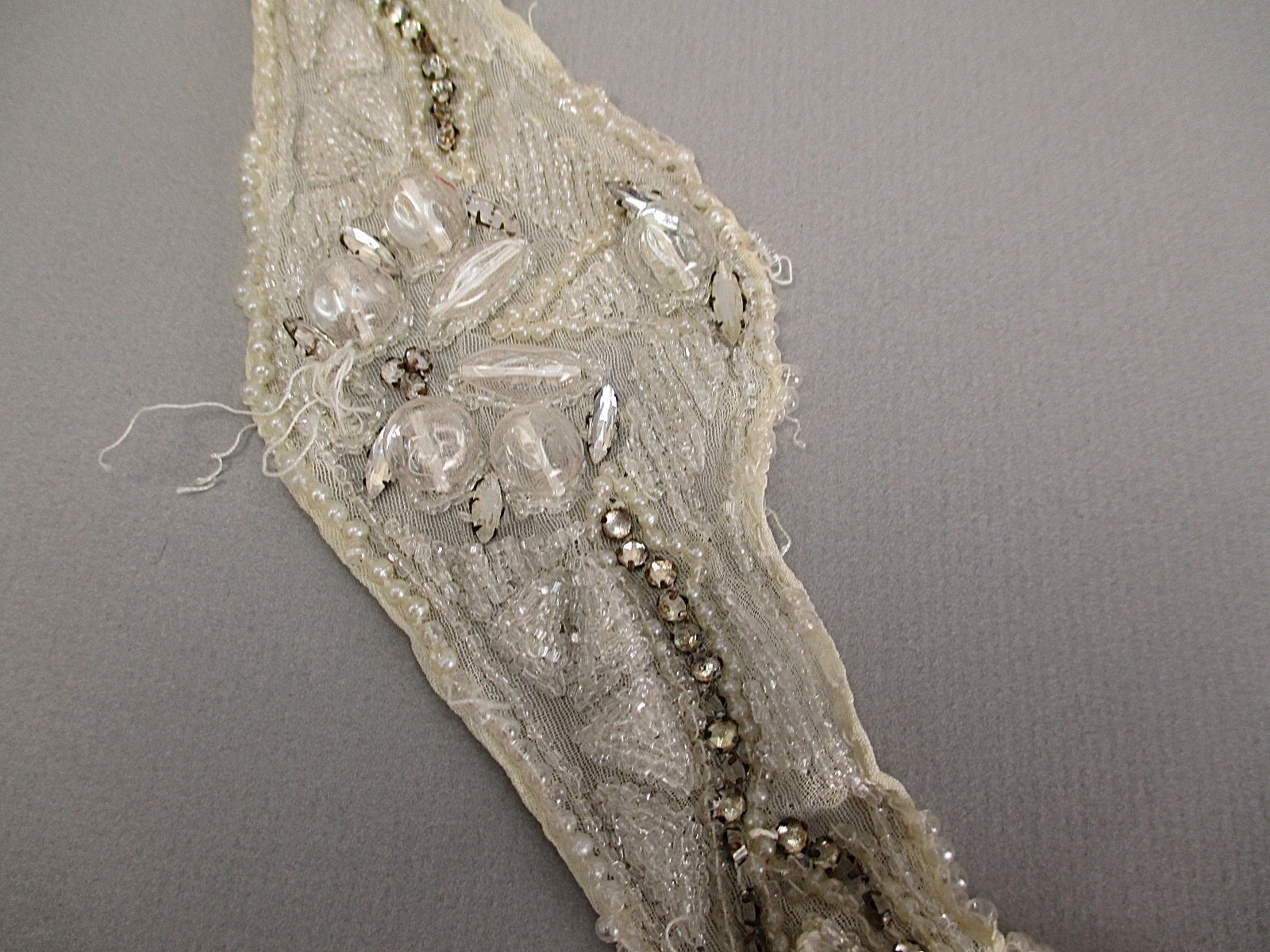 Antique lace Victorian era Beaded applique silk