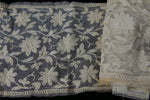 Antique vintage lace flounce Victorian era cream Tambour embroidery on net