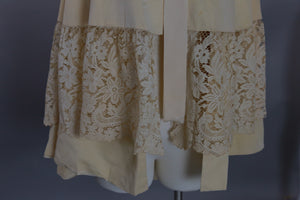 Antique Victorian cape ivory silk with lace trim Civil War era