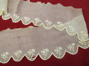 Antique Victorian Embroidered Organdy Flounce