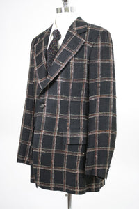 Vintage 60s 70s mens Jacket plaid linen