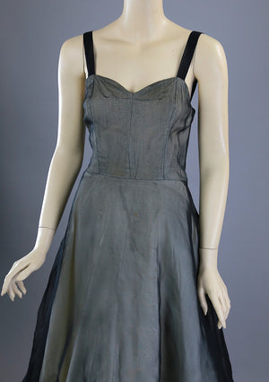 Vintage 50s Black sheer chiffon cocktail party dress