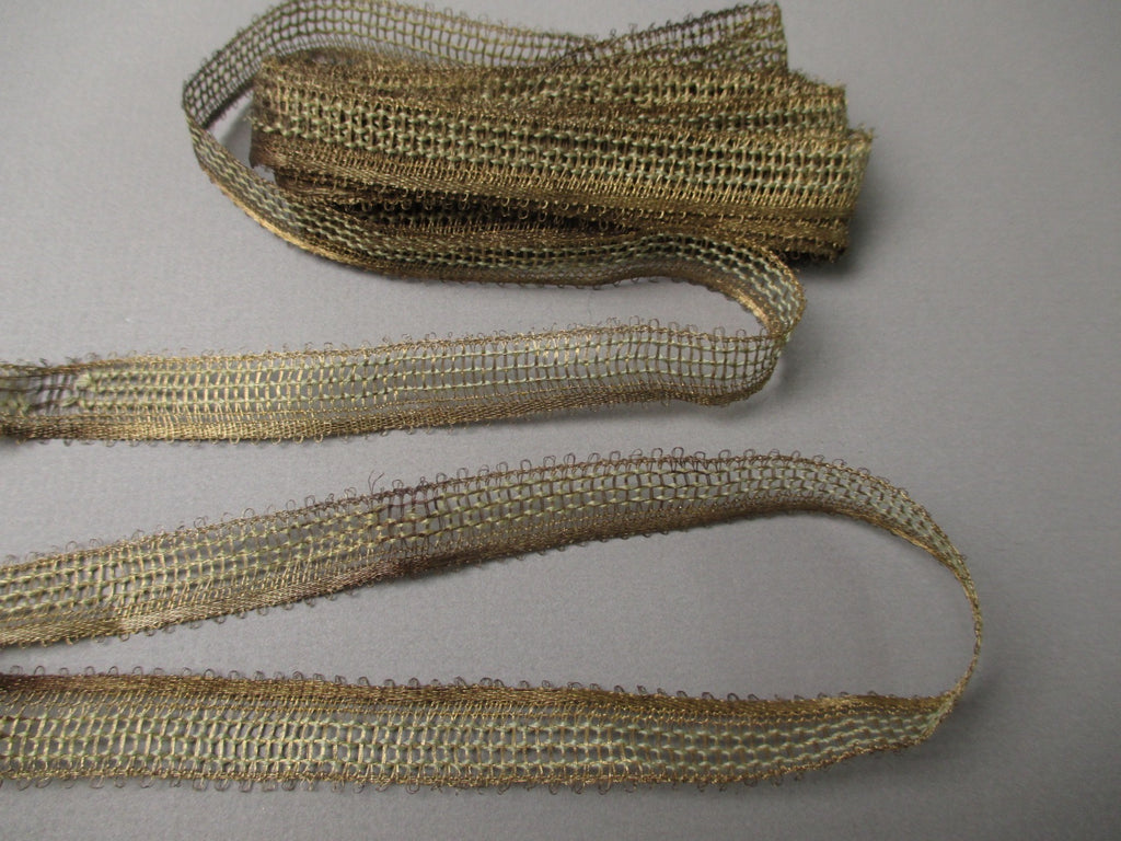 Antique Victorian Metallic lace braid trim