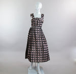 Vintage 50s 60s belted plaid pink black dress sundress swing dance rockabilly