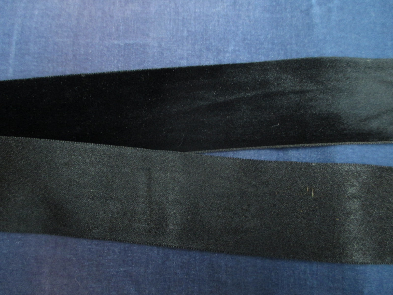 Antique Victorian Black silk backed cotton velvet ribbon