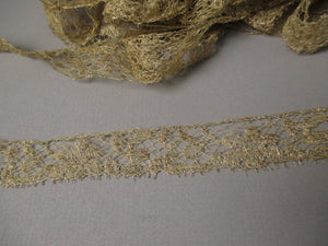 Vintage 1920s Gold metallic edge Lace