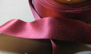 Vintage French silk burgundy red ribbon antique 1 in wine