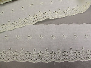 Vintage lace trim poly cotton eyelet 8YD