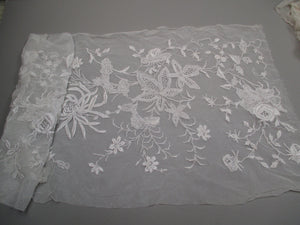 Antique Victorian embroidered net panel