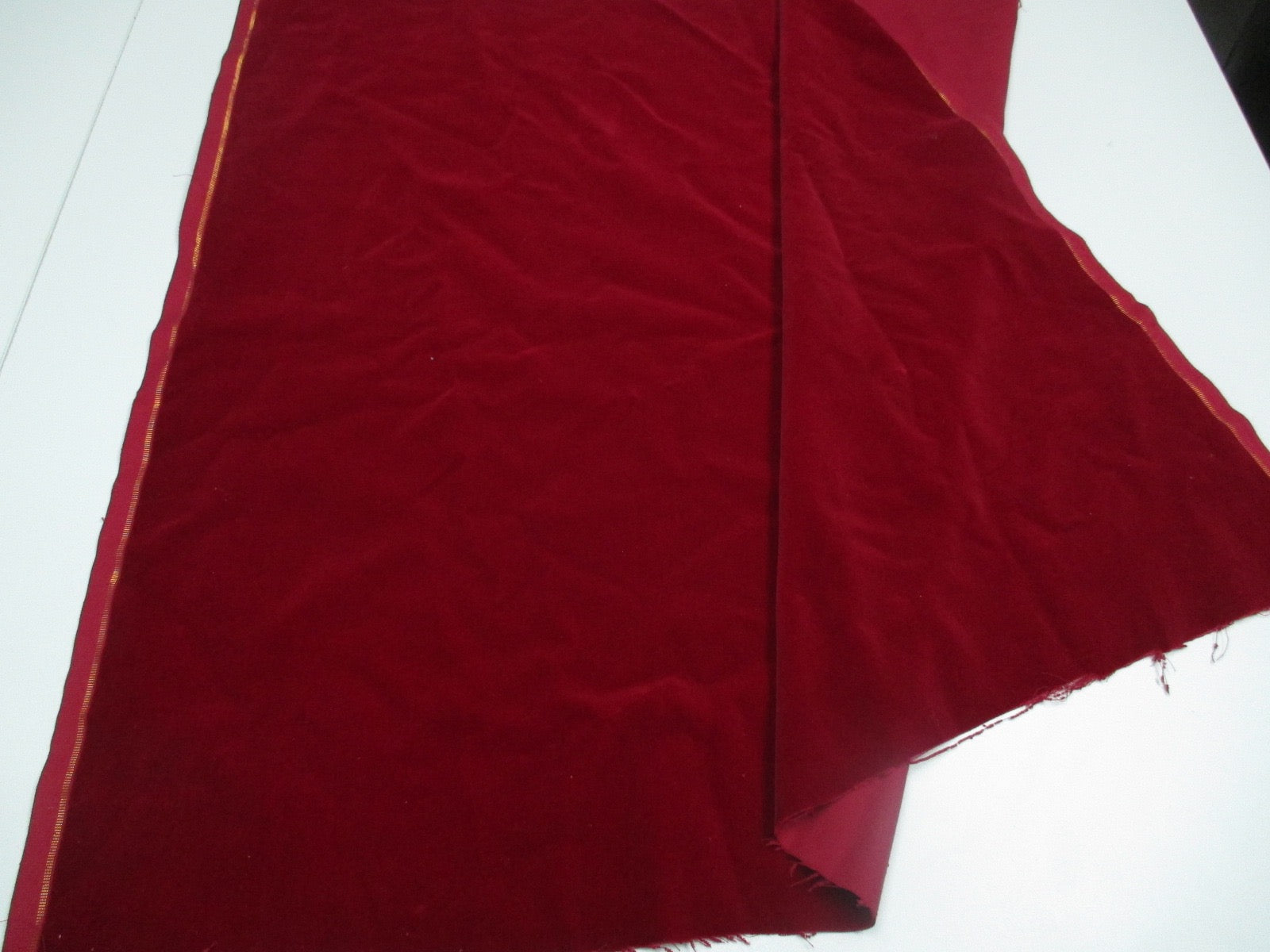 Vintage pink velvet fabric Germany cotton 34 in W Dark Red