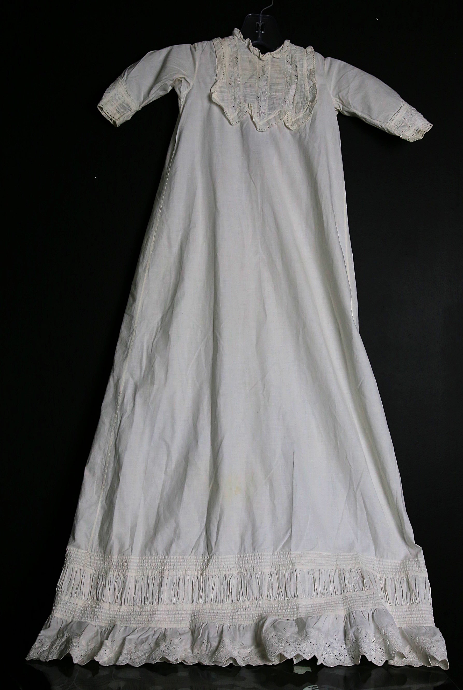 Antique baby christening gown dress heirloom Ayrshire lace
