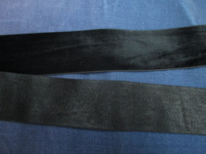 Antique Victorian Black silk backed cotton velvet ribbon