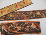 Antique Victorian Embroidered silk trim Bird of Paradise Motif 4 pc