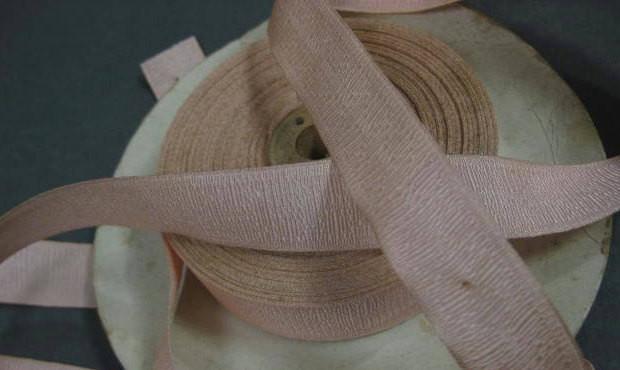 Vintage French pink silk antique ribbon textured 5/8 inch baby pink
