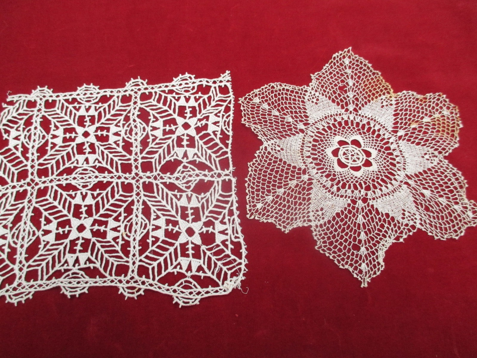 Antique Victorian Lace Doilies 2 pc lot