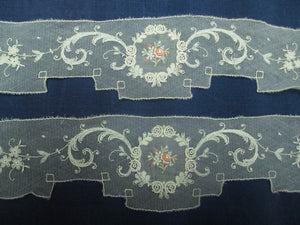 Antique Victorian lace floral appliques set of 2