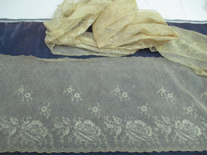 Antique Victorian Embroidered net flounce