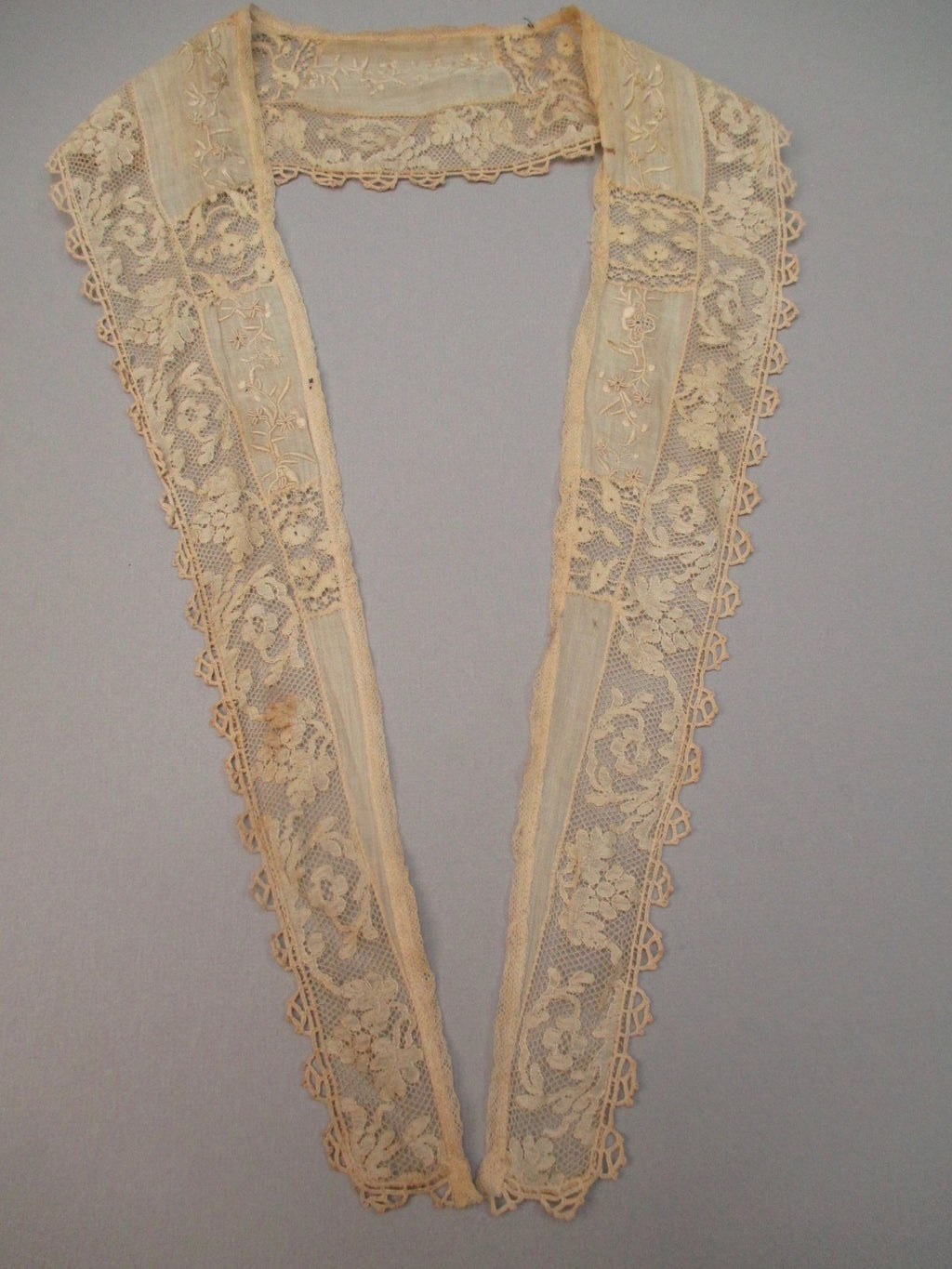 Antique Lace Shawl Collar Hand Embroidered