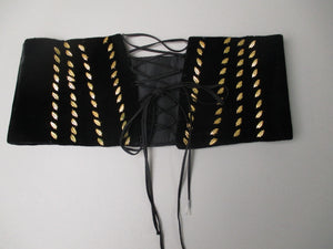 Vintage 40s Velvet Lace Up Cummerbund Waist cincher belt