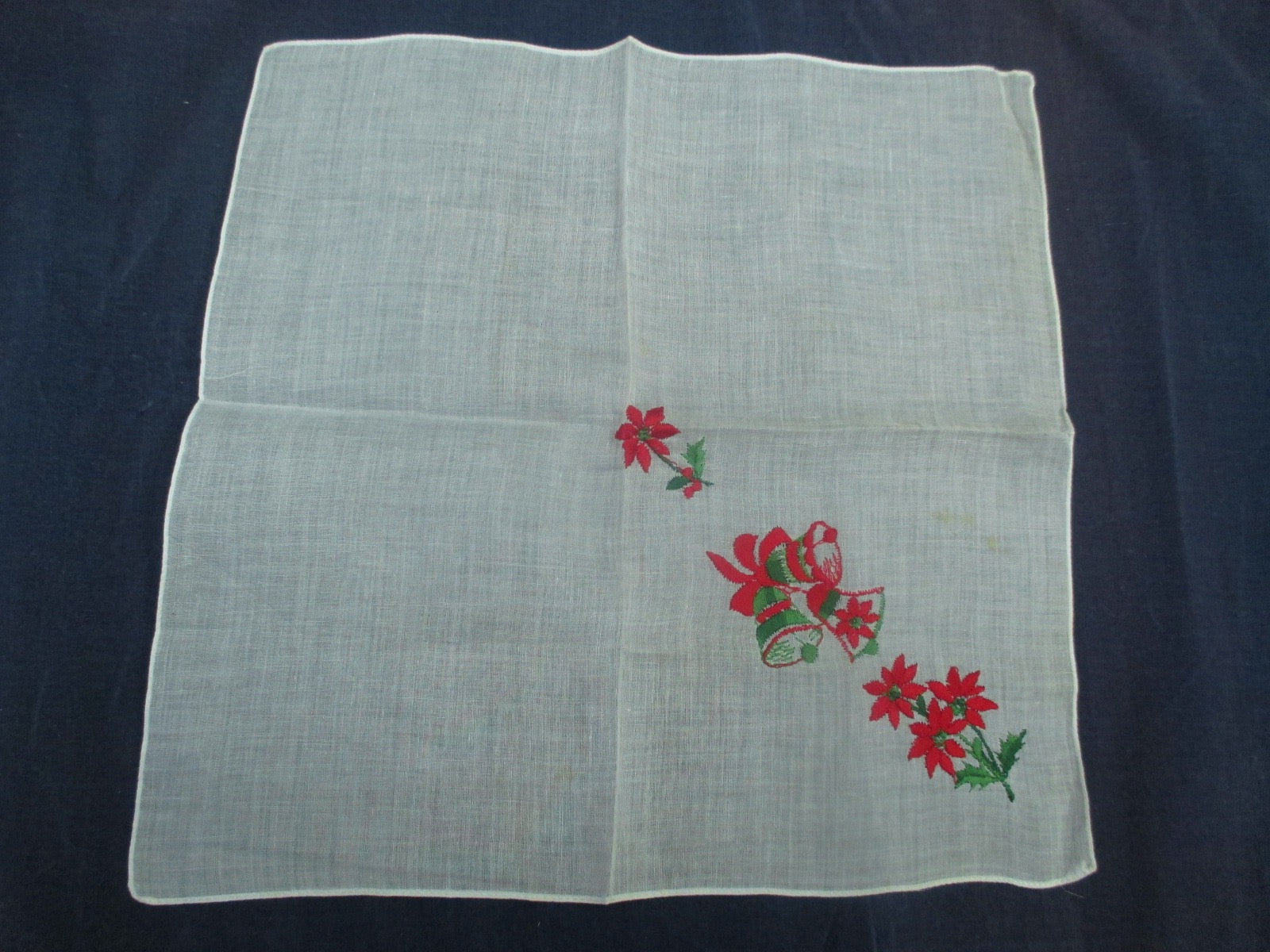 Vintage 1940s Holiday Handkerchief