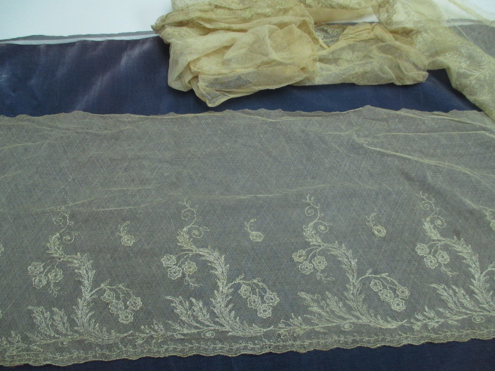 Antique Victorian Embroidered lace flounce