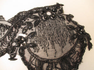 Antique Victorian beaded Net Lace Applique