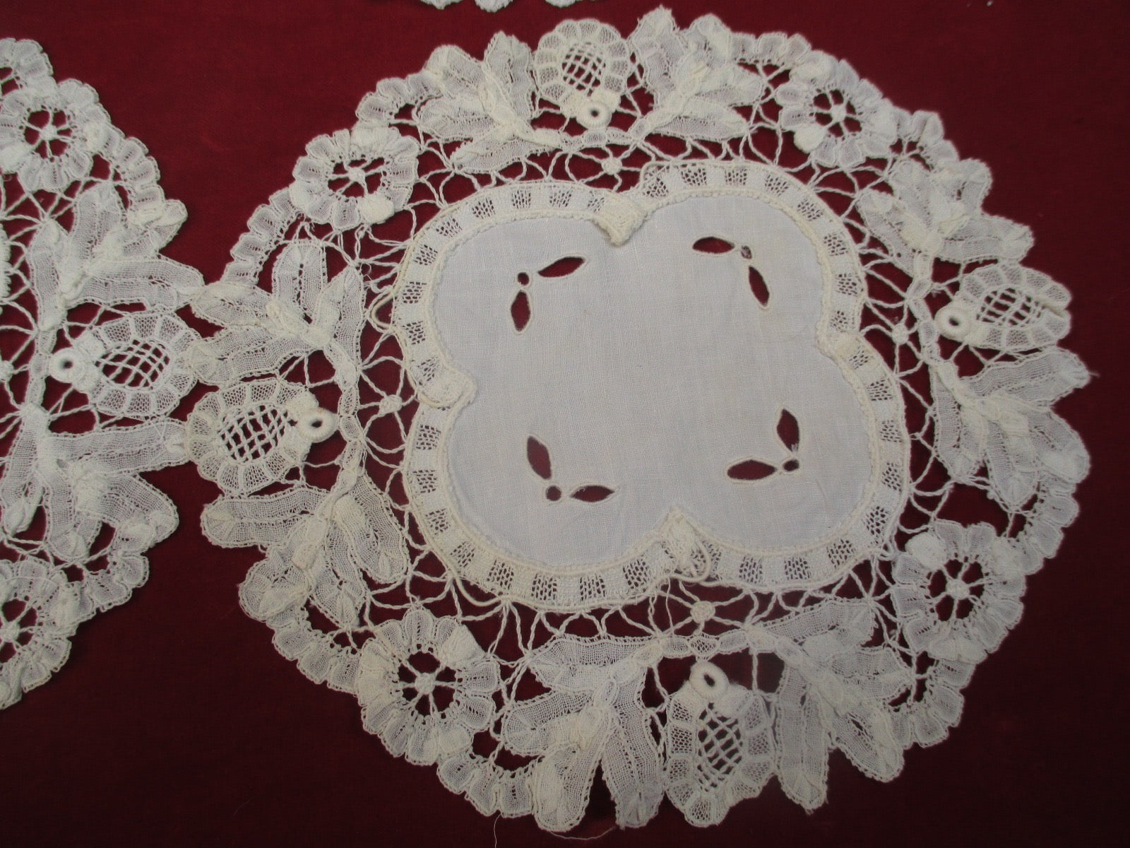 Antique Victorian HandmadePrincess lace Battenburg Doilies set of 4