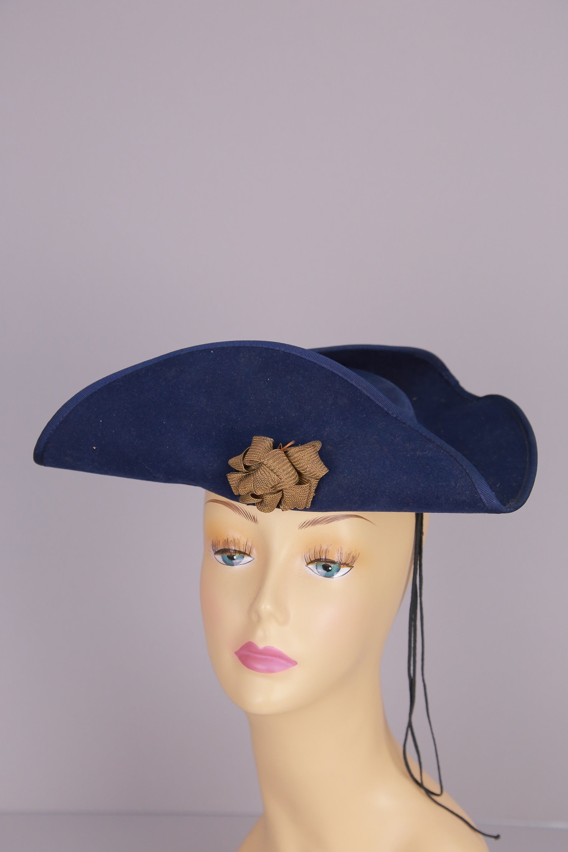 Vintage Edwardian hat wide brim metallic trim