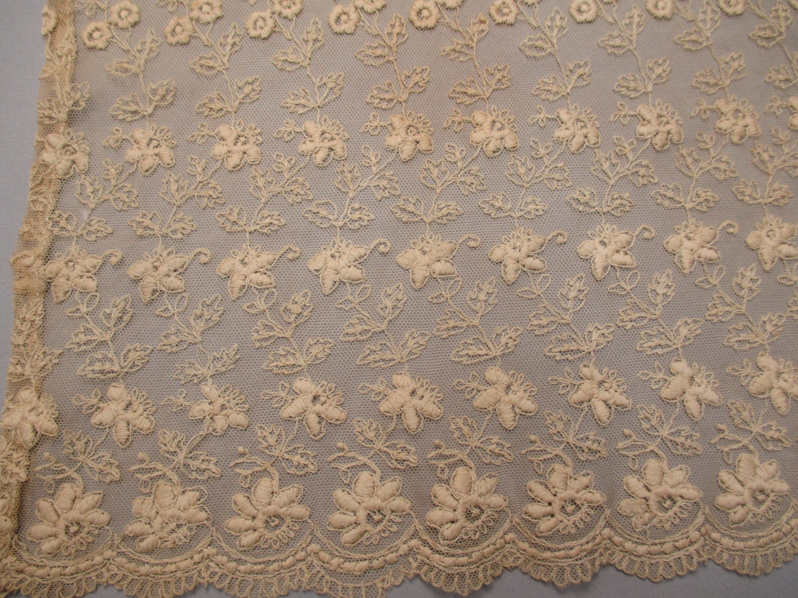 Antique Victorian edge lace  embroidered net