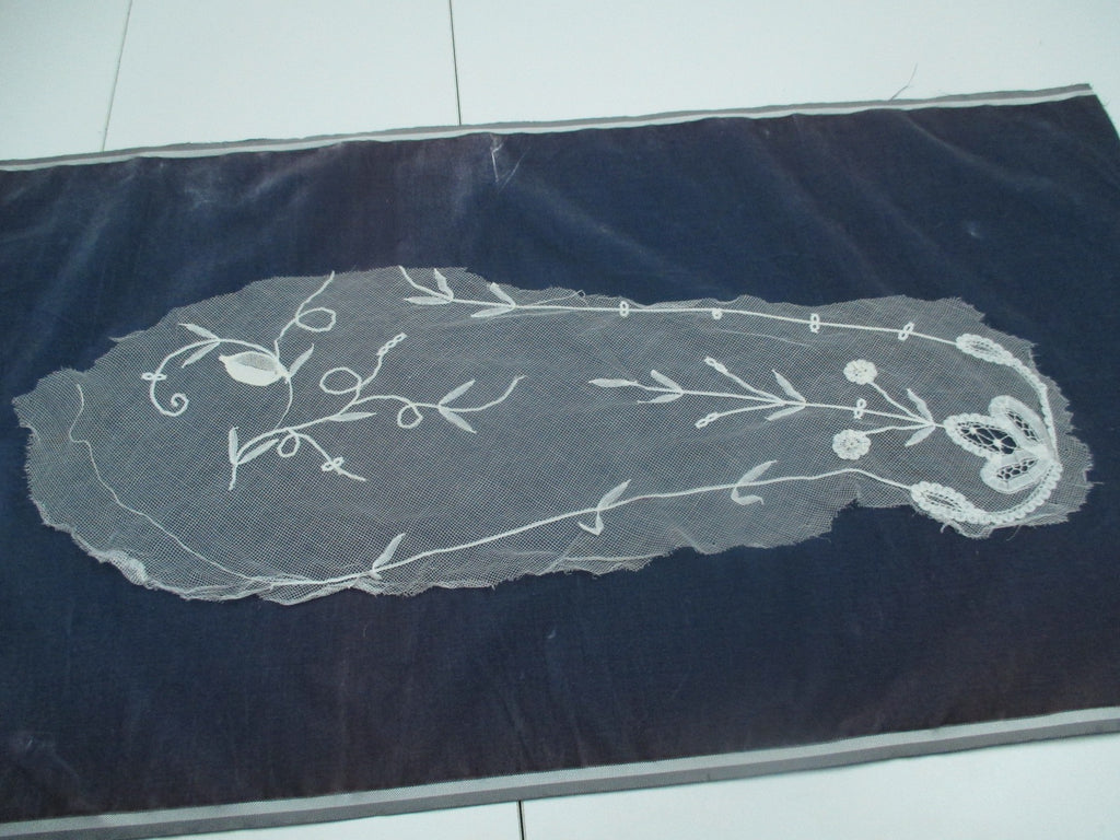 Antique Victorian Brussels Lace applique on net
