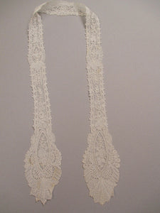 Antique Victorian Jabot Tie Handmade Point De Gaze Lace