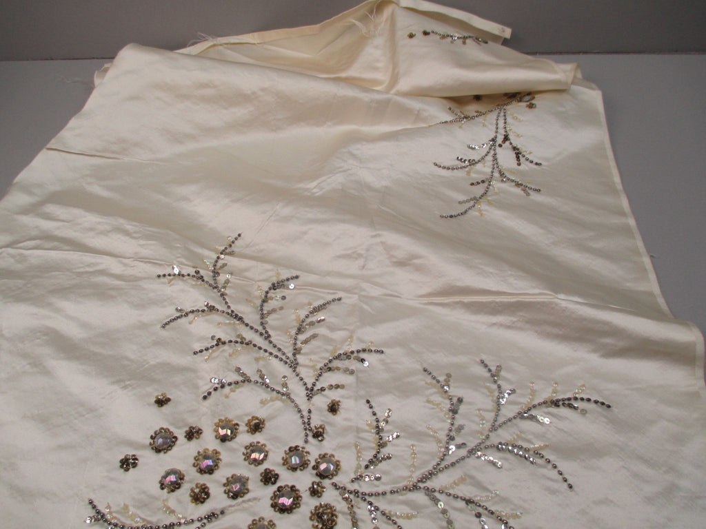 Antique Victorian Silk Beaded Fabric