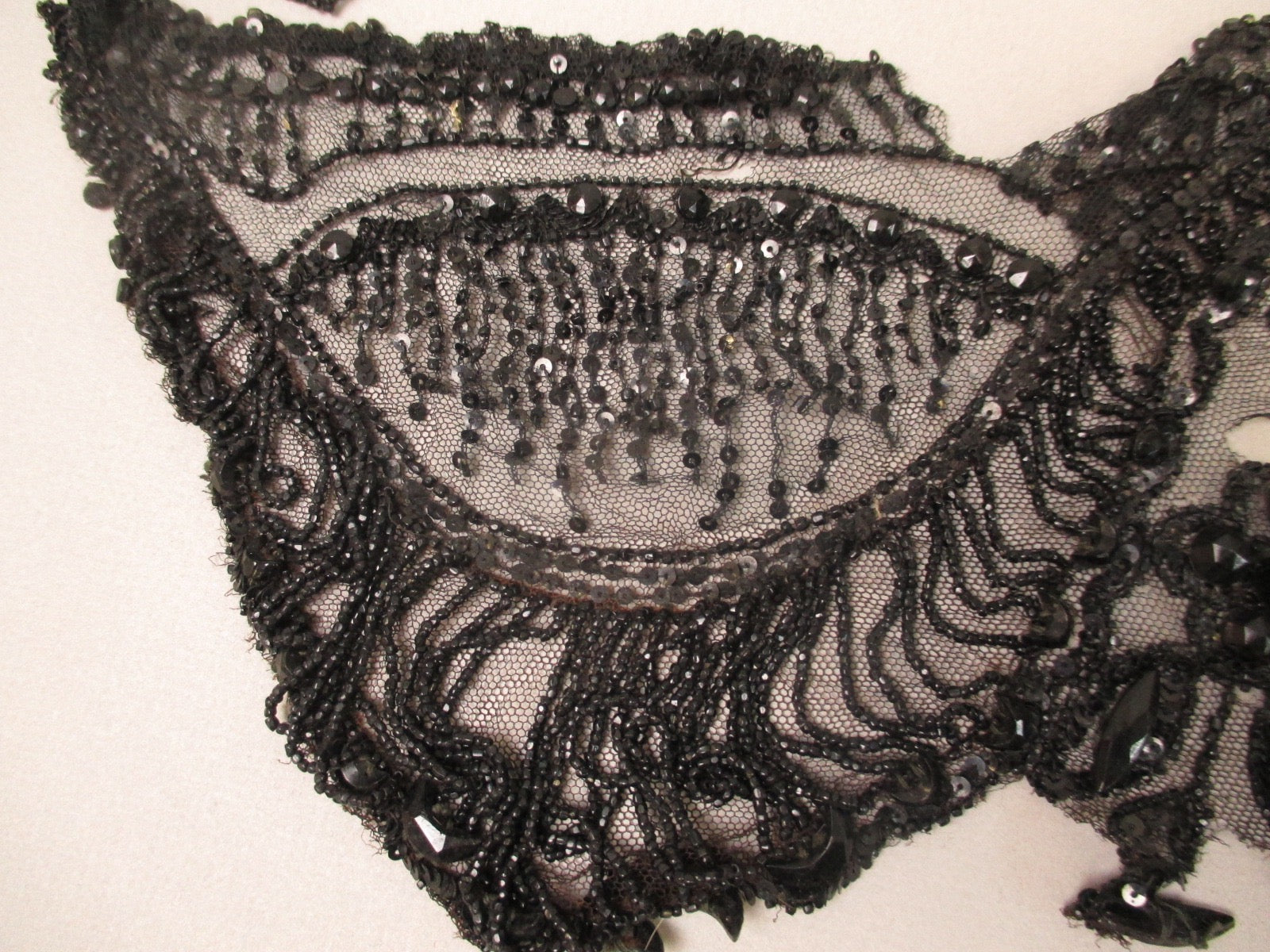 Antique Victorian beaded Net Lace Applique
