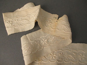 Antique lace hand embroidered insertion linen Victorian era