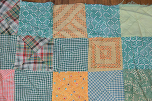 Vintage 30s 1930s quilt top w pieced triangles