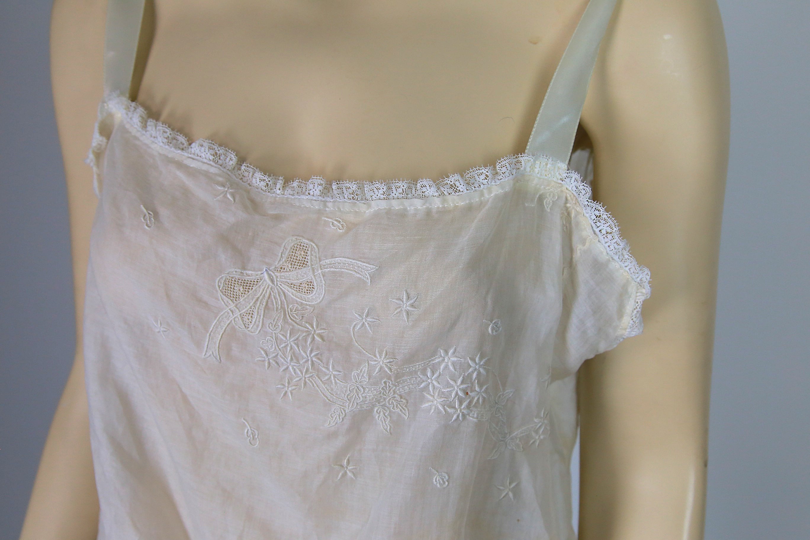Antique Victorian embroidered chemise corset cover