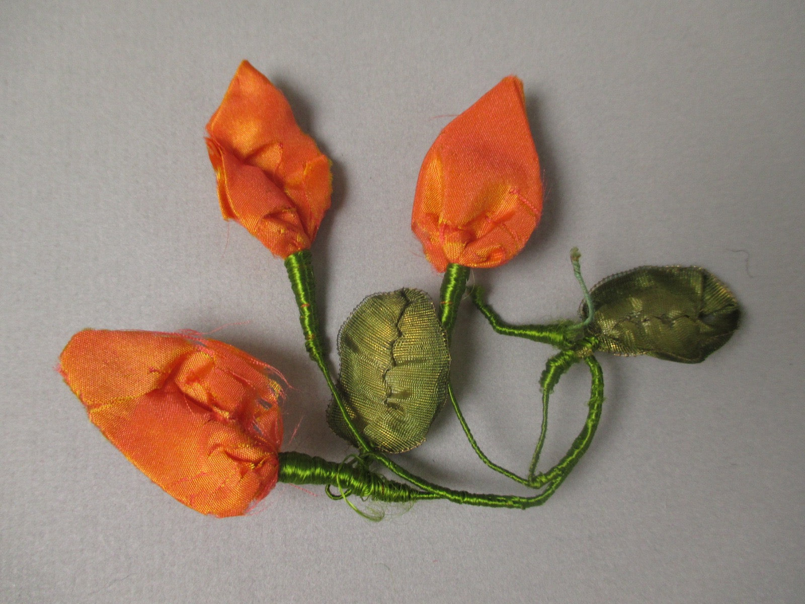 Antique Victorian silk ribbon flowers