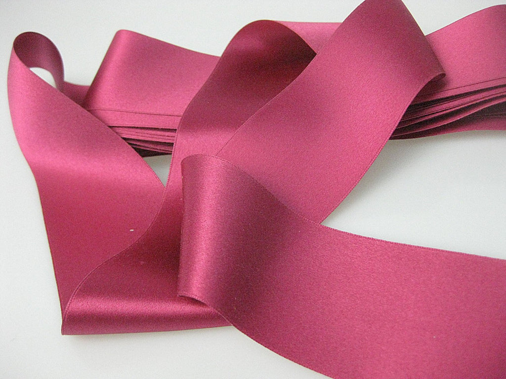 Antique silk ribbon Victorian 1900s wide rose pink 2 inch width