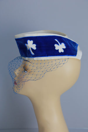 Vintage 40s tilt hat with face net Clover motifs Don Marshall