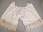 Antique Victorian Civil War Era Fancy Pantaloons with silk ribbons and tiered lace trim