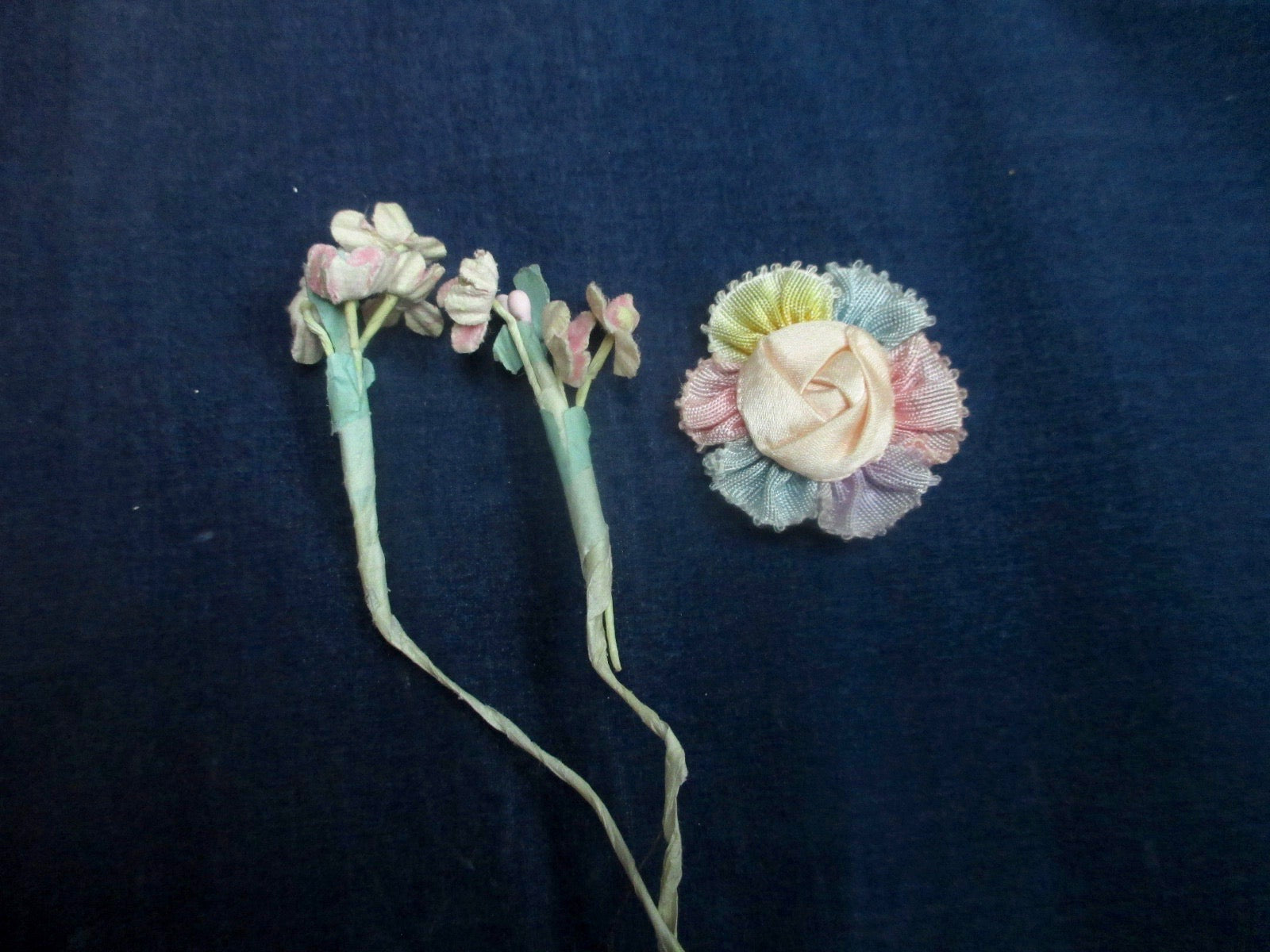 Antique Victorian small millinery flowers 3 pc